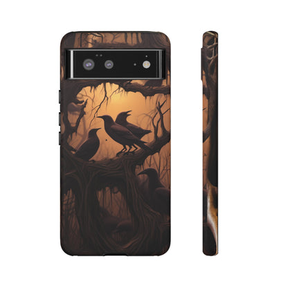 Ravens at Dusk Phone Case – Gothic Halloween Design with Edgar Allan Poe Inspired Crows for iPhone, Samsung Galaxy, and Google Pixel Devices