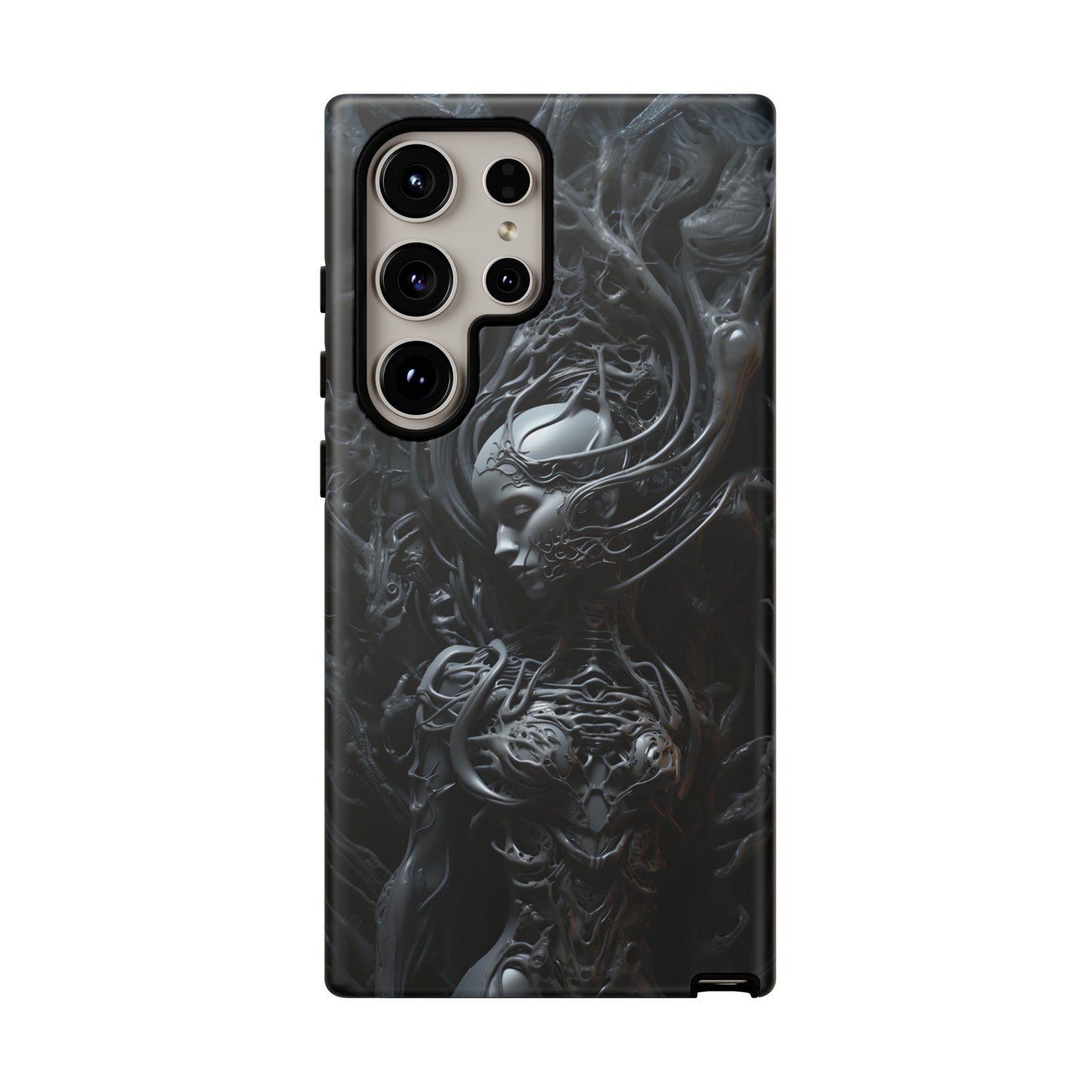 Biomechanical Beauty Phone Case – Futuristic Alien Design for iPhone, Samsung Galaxy, and Google Pixel Devices