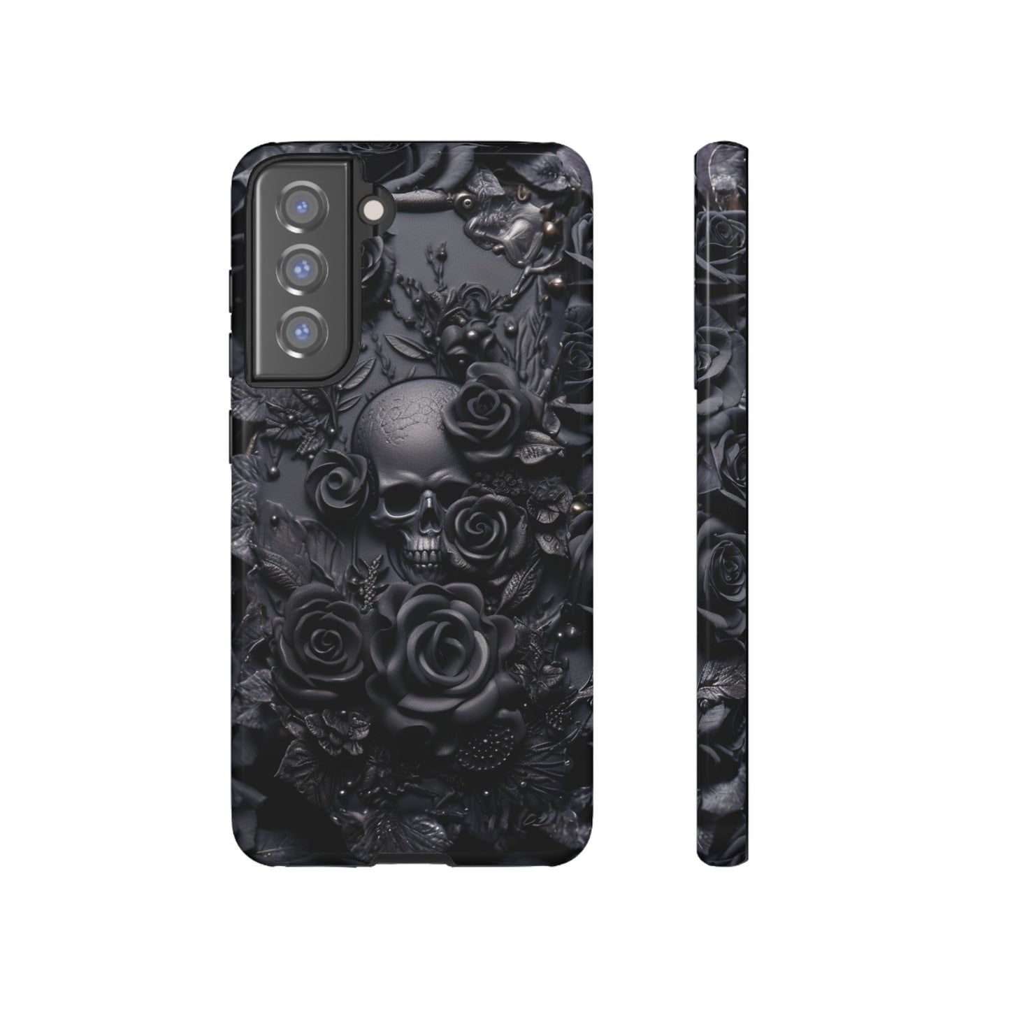 Gothic Black Roses Tough Phone Case – Elegant Dark Floral Design for iPhone, Samsung Galaxy, and Google Pixel Devices