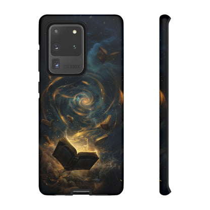 Magical Galaxy Swirling Books Phone Case - Celestial Book Lover's Gift for iPhone, Samsung Galaxy, and Google Pixel Devices