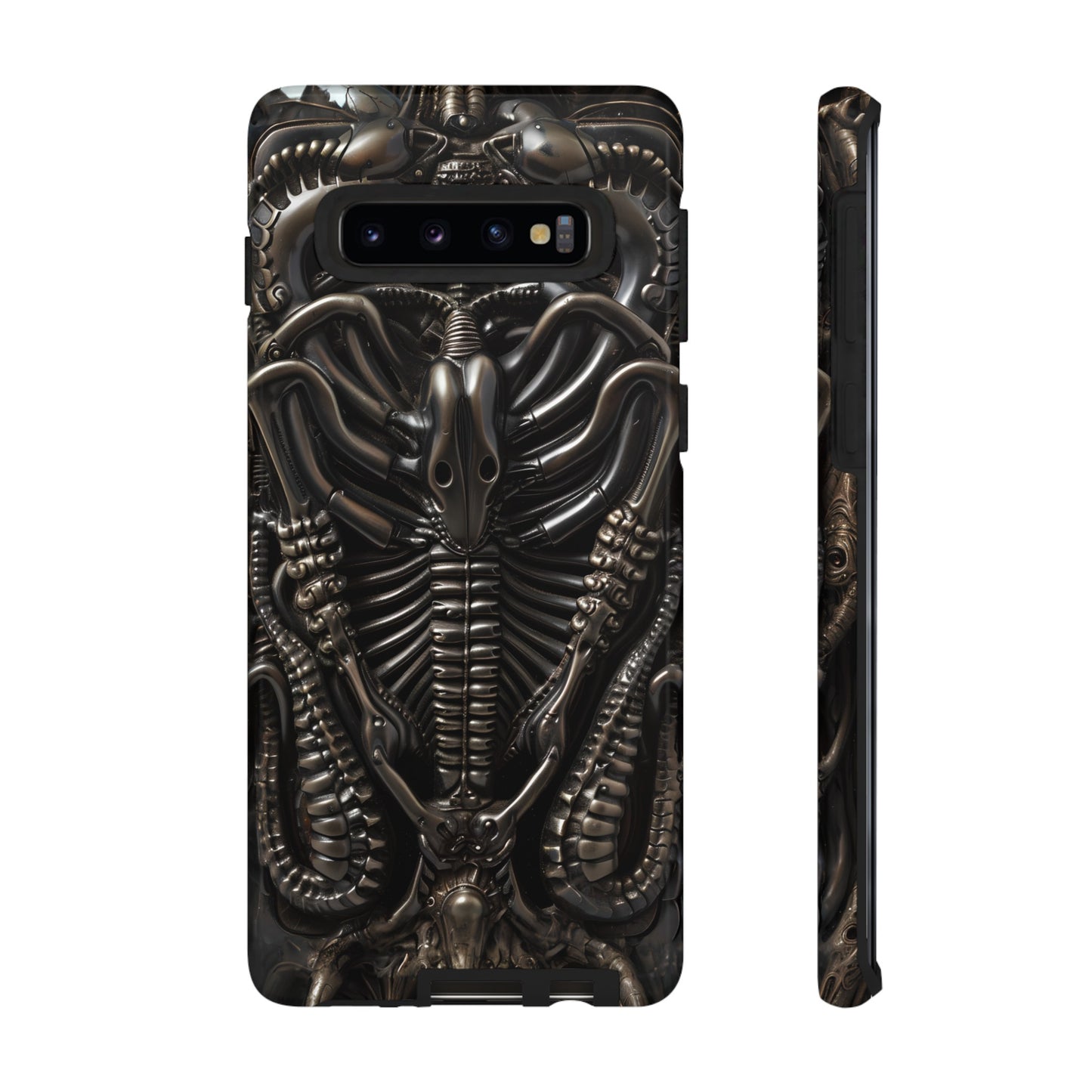 Biomechanical Nightmares Tough Phone Case – Alien Horror Design for iPhone and Samsung Galaxy Devices