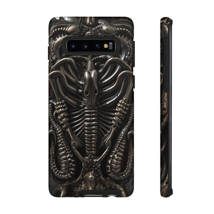 Biomechanical Nightmares Tough Phone Case – Alien Horror Design for iPhone and Samsung Galaxy Devices