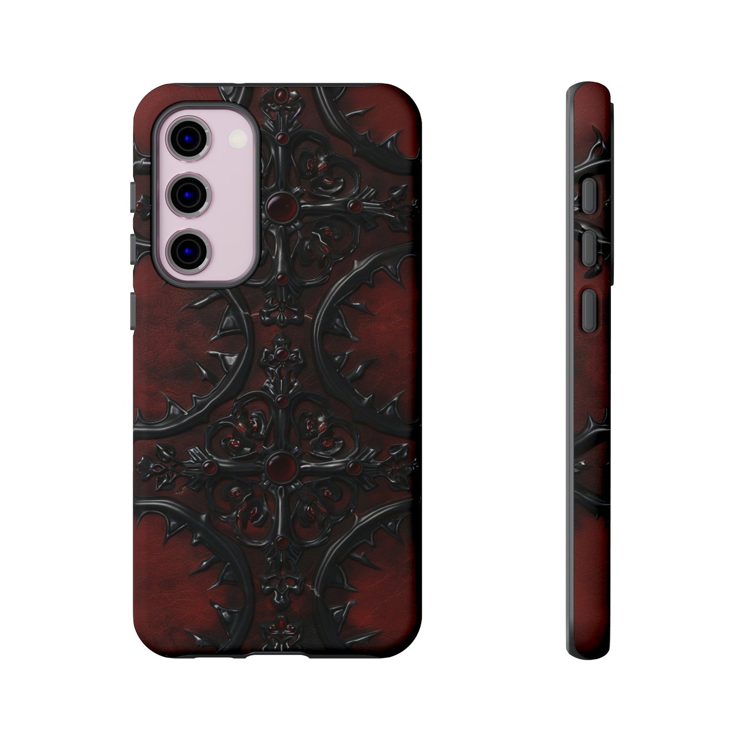 Vampiric Leather Phone Case for iPhone, Samsung Galaxy, and Google Pixel Devices - Gothic Ornate Design