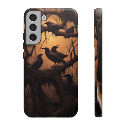 Ravens at Dusk Phone Case – Gothic Halloween Design with Edgar Allan Poe Inspired Crows for iPhone, Samsung Galaxy, and Google Pixel Devices