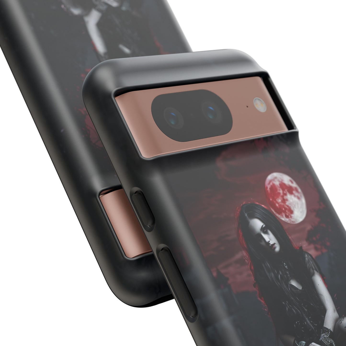 Gothic Vampire Girl Phone Case - Dark Fantasy Design with Blood Moon for iPhone,  Samsung Galaxy, and Google Pixel Devices