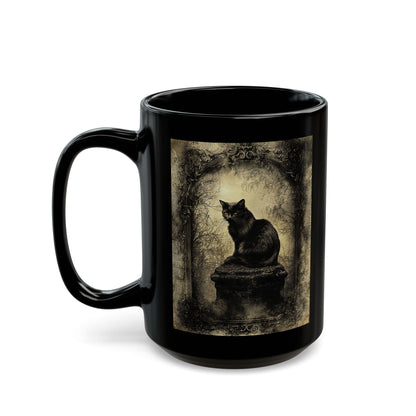 Vintage Black Cat Art Mug