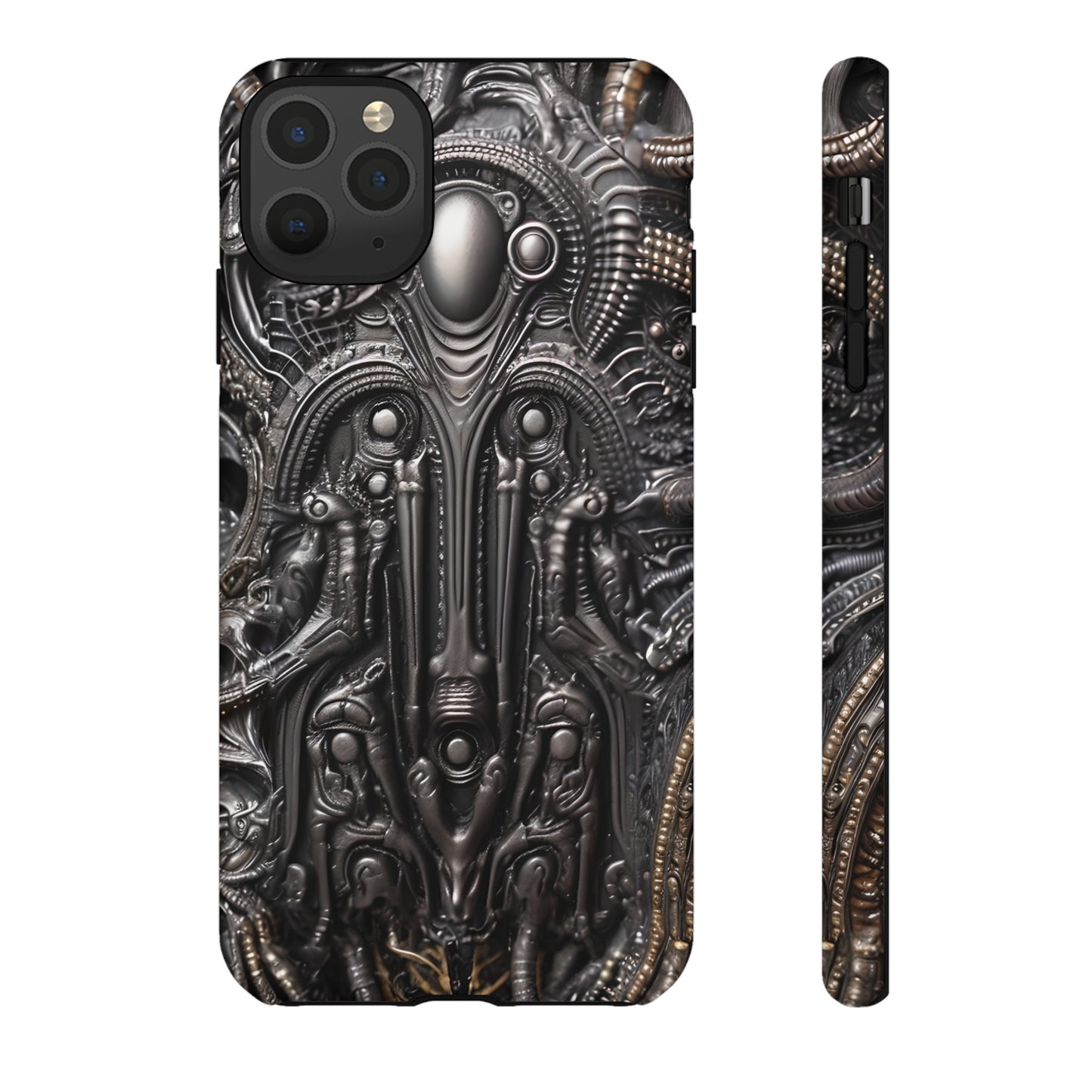 Biomechanical Horror Phone Case – Dark Sci-Fi Design for iPhone, Samsung Galaxy, Google Pixel Devices