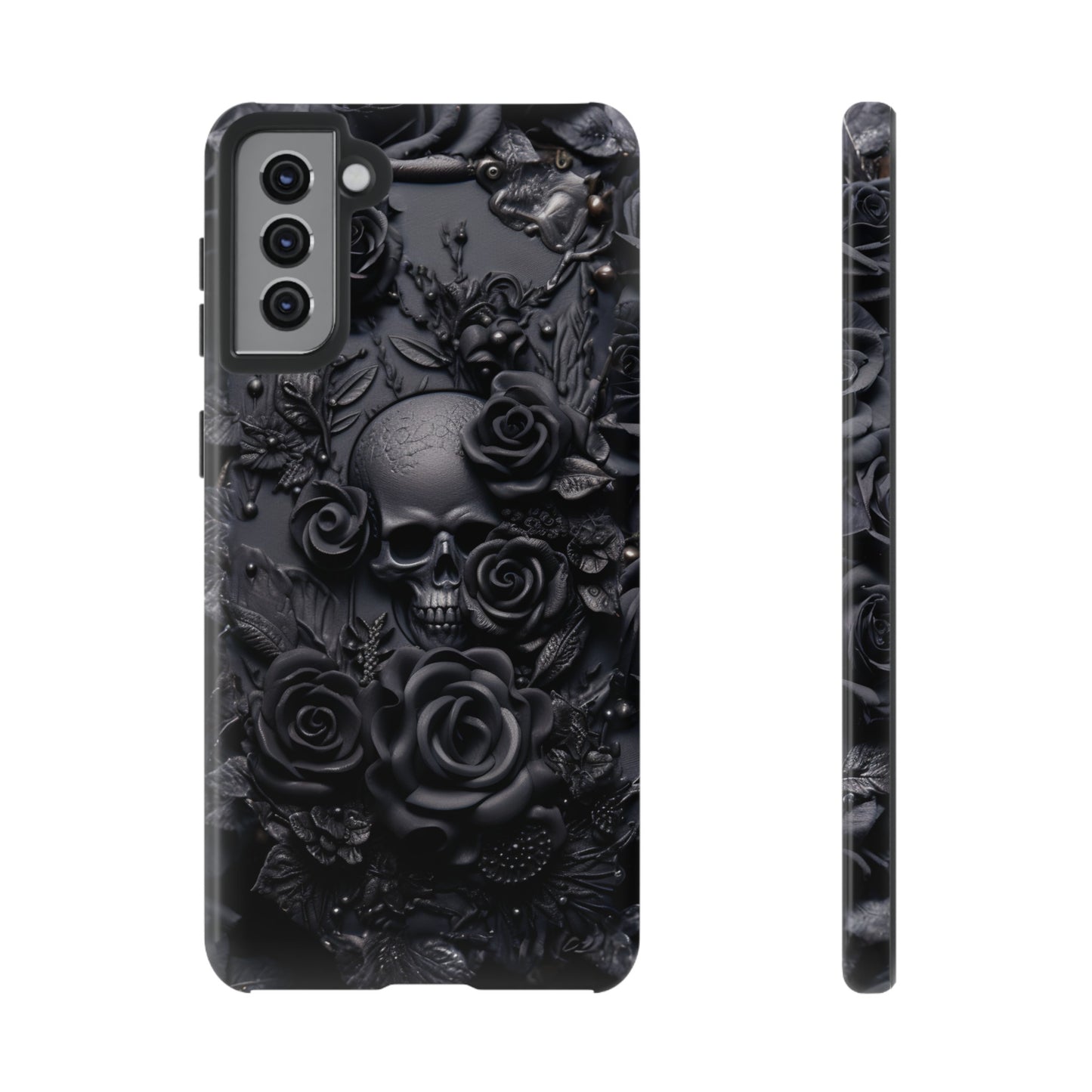 Gothic Black Roses Tough Phone Case – Elegant Dark Floral Design for iPhone, Samsung Galaxy, and Google Pixel Devices