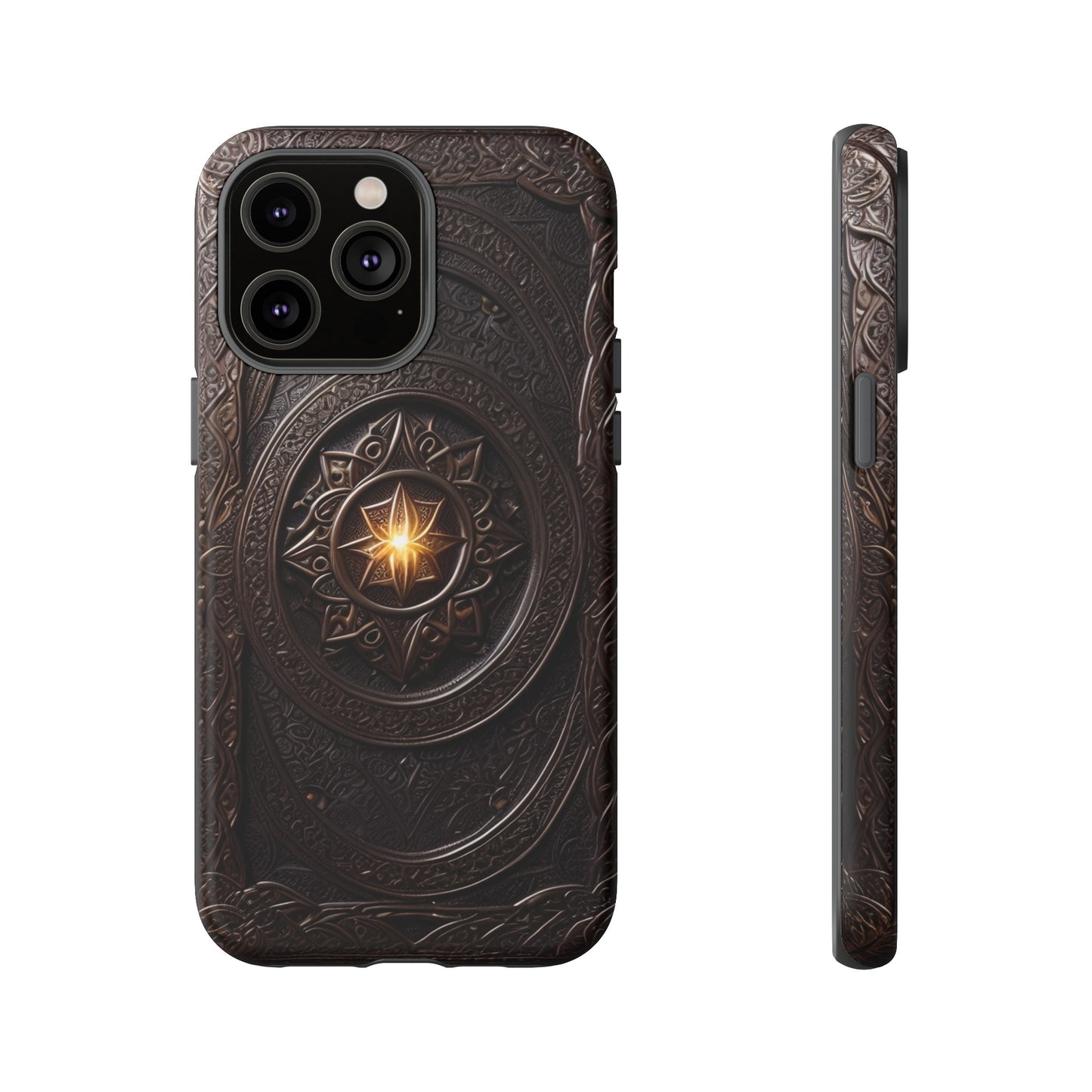 Intricate Leather Flower Tough Phone Case – Elegant Floral Design for iPhone, Samsung Galaxy, and Google Pixel Devices