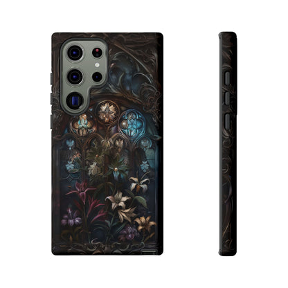 Elegant Gothic Flower Art Phone Case - Intricate Floral Design for iPhone, Samsung Galaxy, and Google Pixel Devices