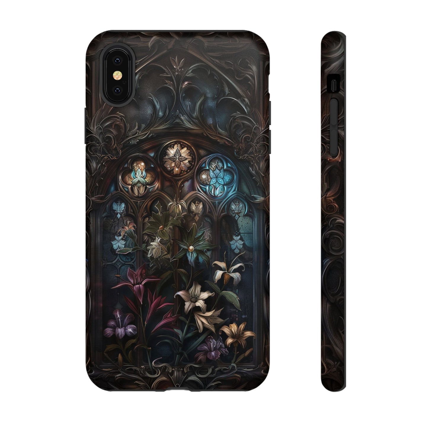 Elegant Gothic Flower Art Phone Case - Intricate Floral Design for iPhone, Samsung Galaxy, and Google Pixel Devices