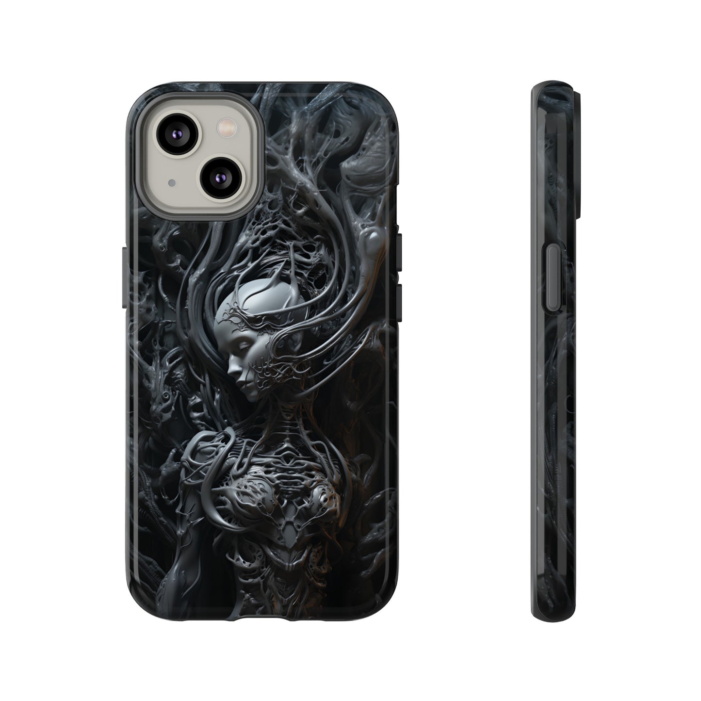 Biomechanical Beauty Phone Case – Futuristic Alien Design for iPhone, Samsung Galaxy, and Google Pixel Devices