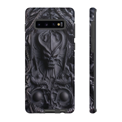 Black Demon Phone Case – Horned Hell Horror Design for iPhone, Samsung Galaxy, and Google Pixel Devices