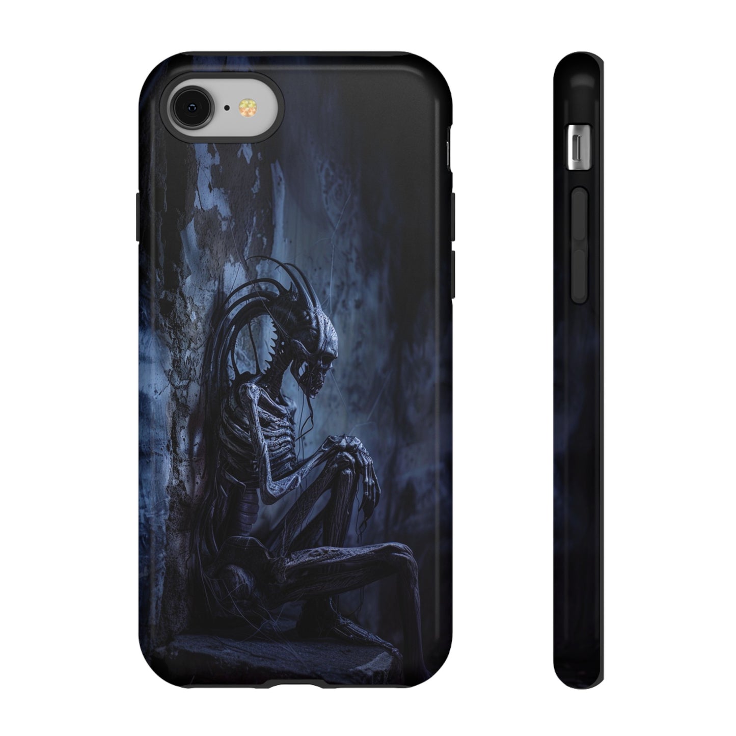 Gothic Alien Skeleton iPhone Case - Sci-Fi Horror Design