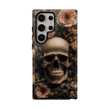 Skull and Flowers #2 Phone Case – Gothic Floral Design for iPhone, Samsung Galaxy, and Google Pixel Devices