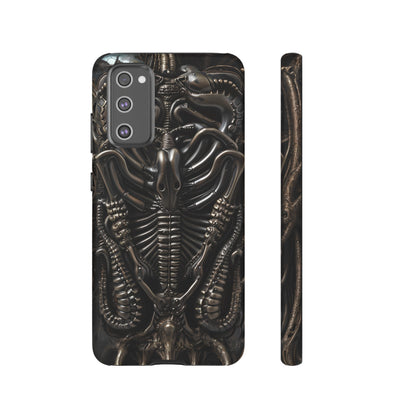 Biomechanical Nightmares Tough Phone Case – Alien Horror Design for iPhone and Samsung Galaxy Devices