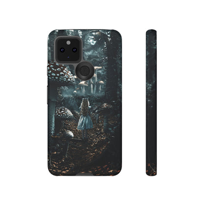 Alice in the Mushroom Forest Phone Case – Fantasy Wonderland Design for iPhone, Samsung Galaxy, and Google Pixel Devices