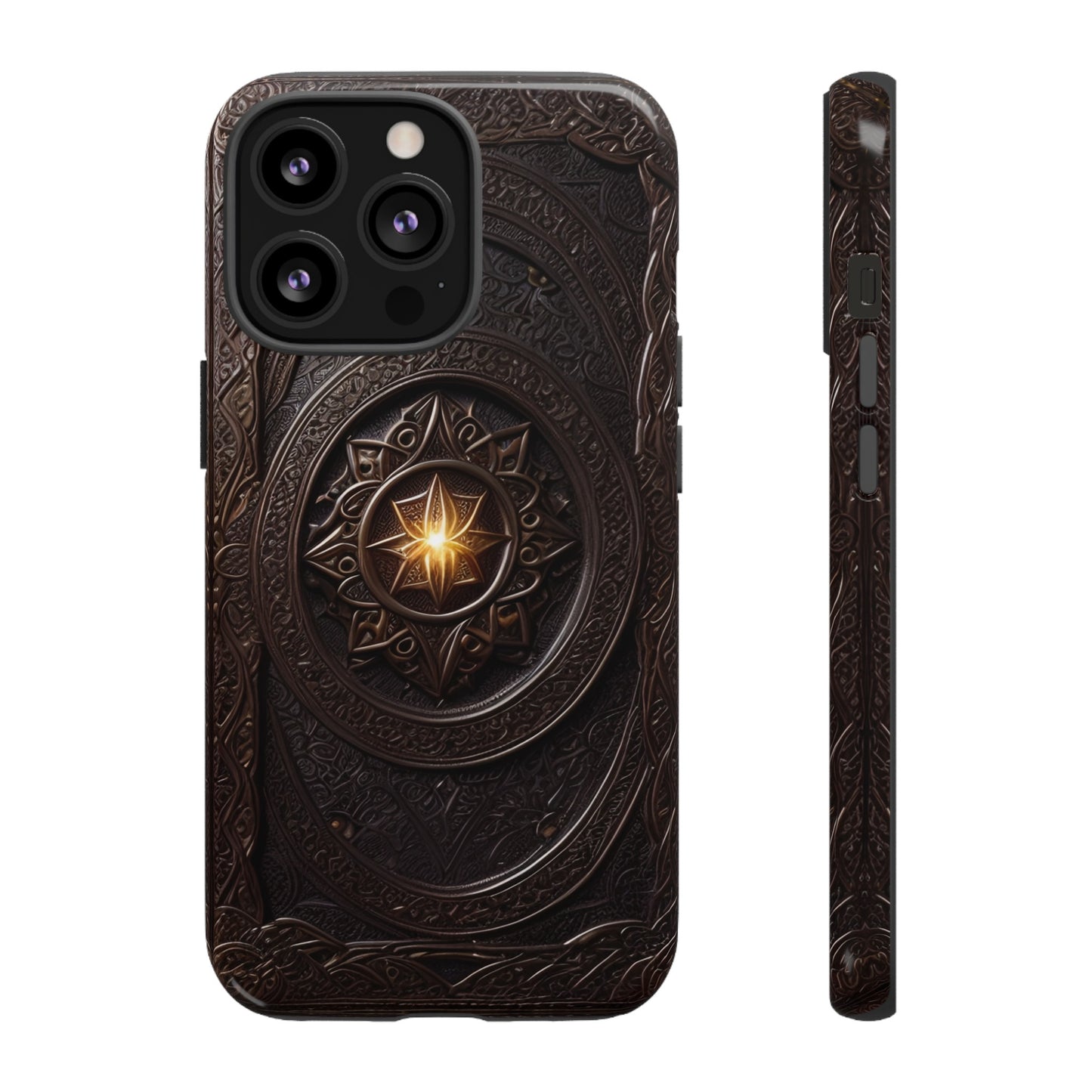 Intricate Leather Flower Tough Phone Case – Elegant Floral Design for iPhone, Samsung Galaxy, and Google Pixel Devices