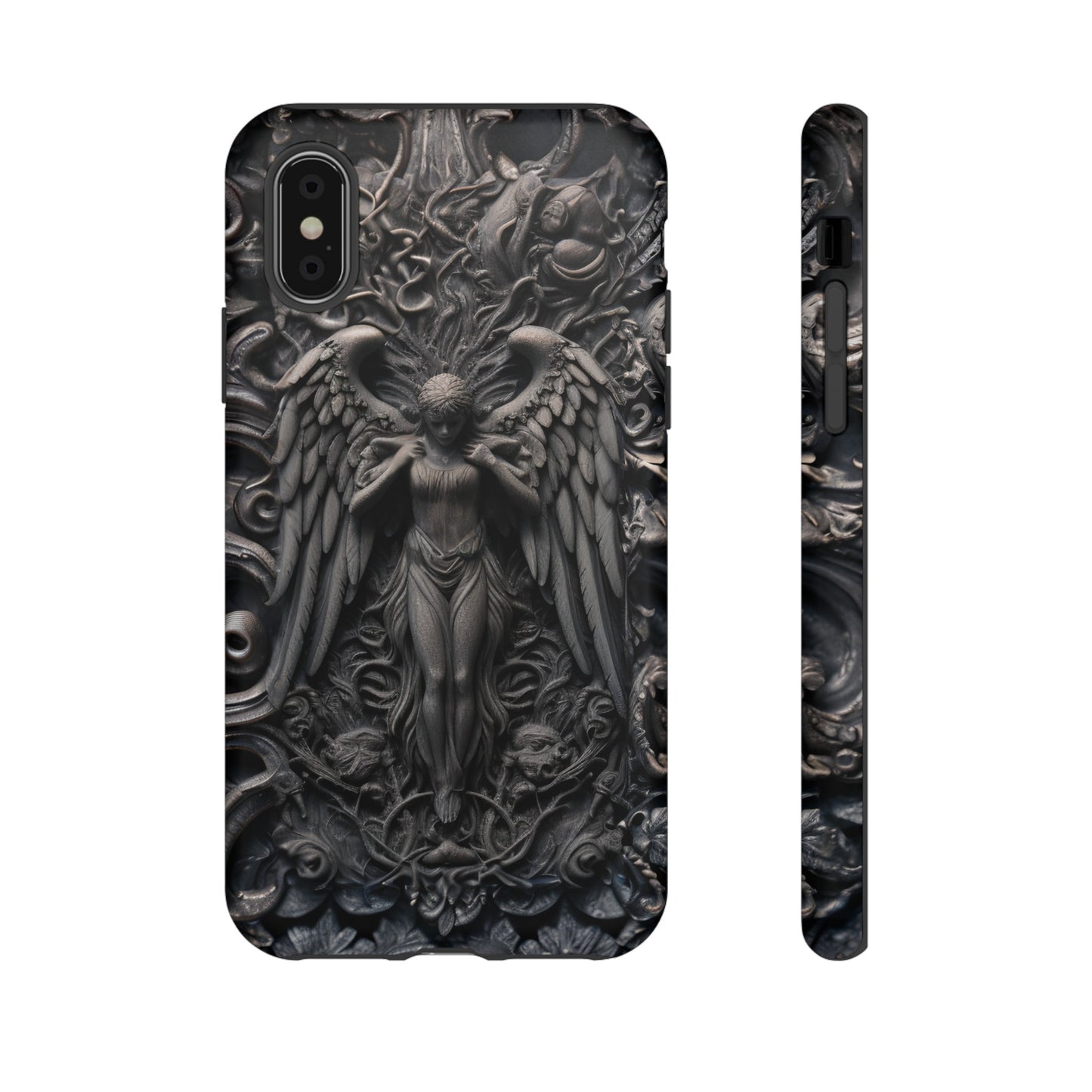 Grey Angel Phone Case – Gothic Marble Statue Design for iPhone, Samsung Galaxy, and Google Pixel Devices