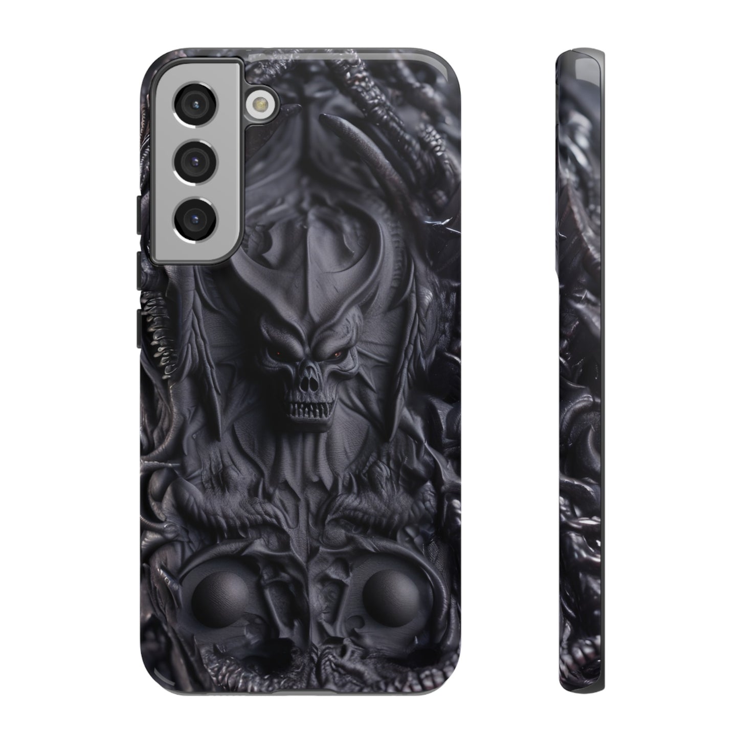 Black Demon Phone Case – Horned Hell Horror Design for iPhone, Samsung Galaxy, and Google Pixel Devices