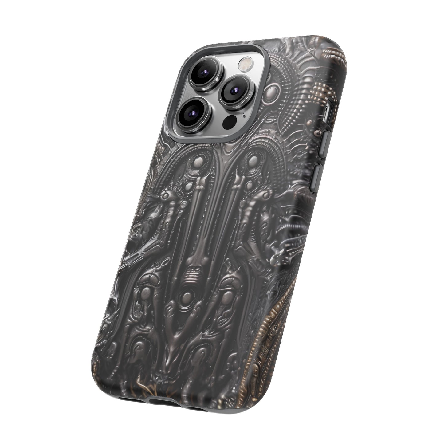 Biomechanical Horror Phone Case – Dark Sci-Fi Design for iPhone, Samsung Galaxy, Google Pixel Devices