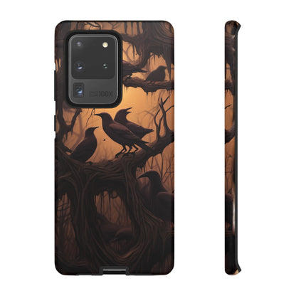 Ravens at Dusk Phone Case – Gothic Halloween Design with Edgar Allan Poe Inspired Crows for iPhone, Samsung Galaxy, and Google Pixel Devices