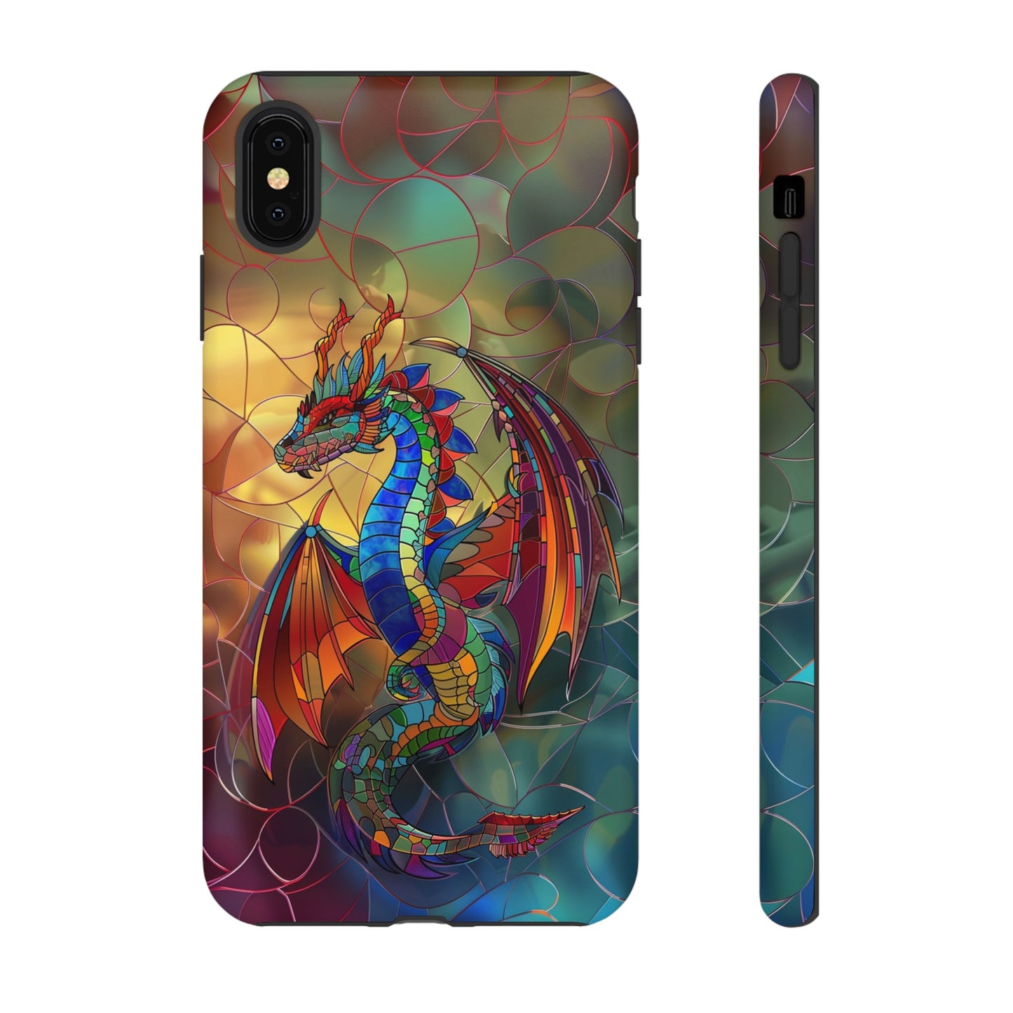 Stained Glass Dragon Phone Case - Colorful Fantasy Design for iPhone, Samsung Galaxy, Google Pixel Devices