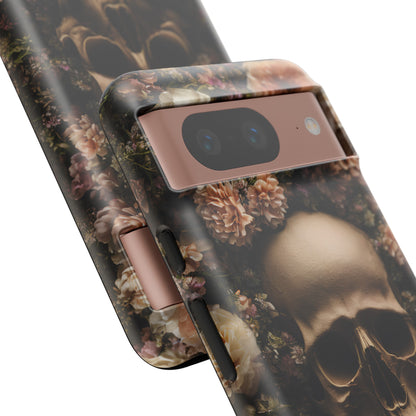 Skull and Flowers #2 Phone Case – Gothic Floral Design for iPhone, Samsung Galaxy, and Google Pixel Devices