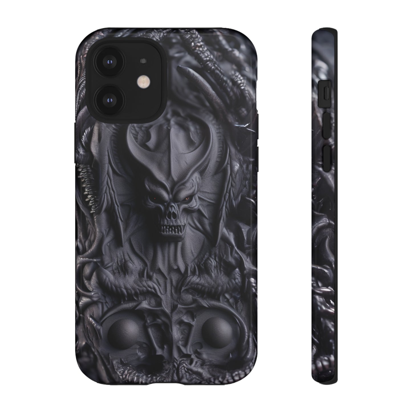 Black Demon Phone Case – Horned Hell Horror Design for iPhone, Samsung Galaxy, and Google Pixel Devices