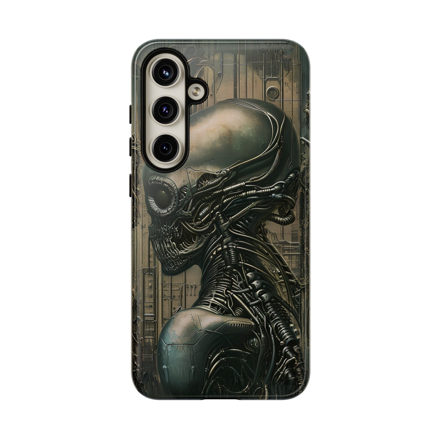 Biomechanical Android Phone Case – Futuristic Alien Horror H.R. Giger-Inspired Design for iPhone, Samsung Galaxy, and Google Pixel Devices