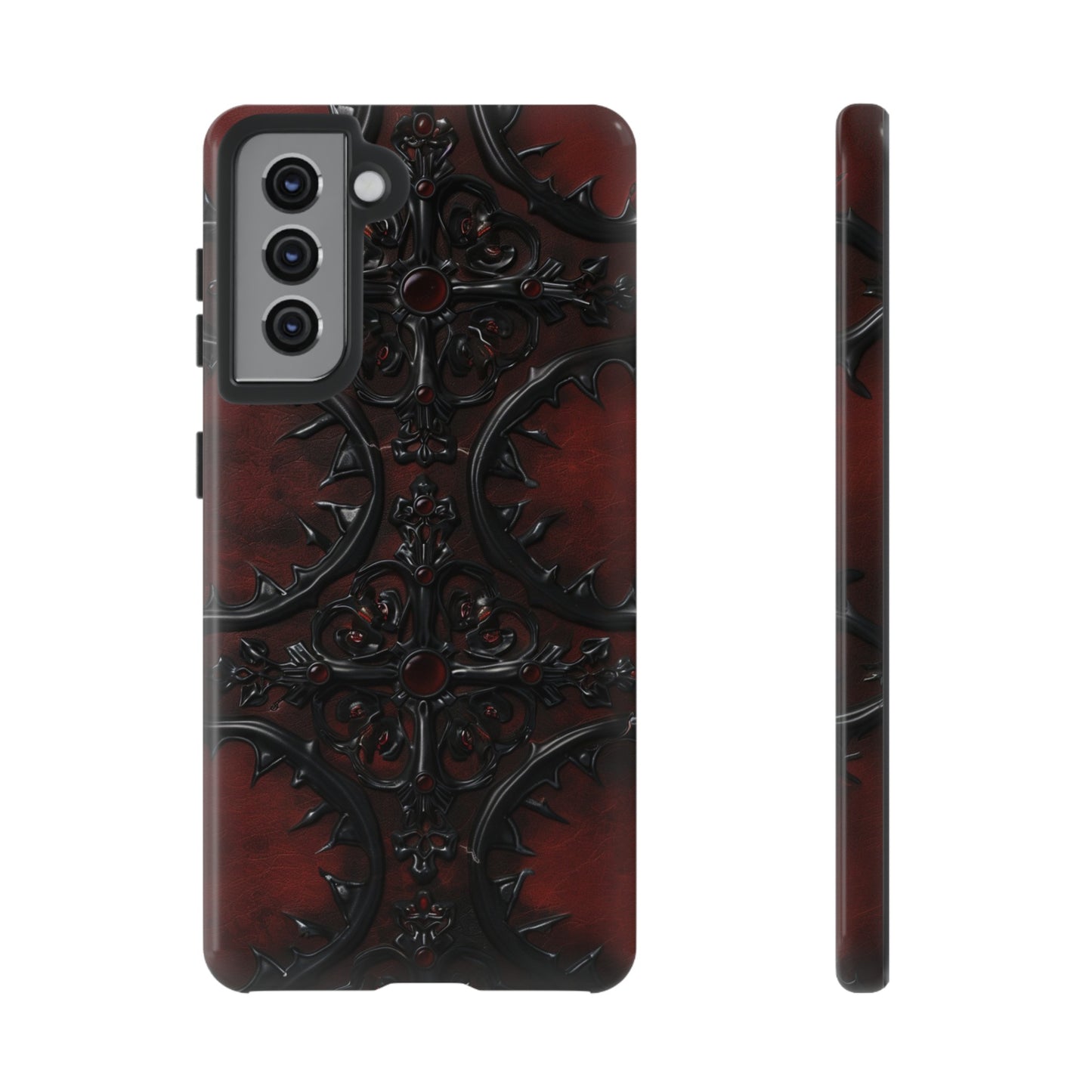 Vampiric Leather Phone Case for iPhone, Samsung Galaxy, and Google Pixel Devices - Gothic Ornate Design