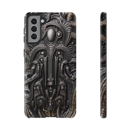 Biomechanical Horror Phone Case – Dark Sci-Fi Design for iPhone, Samsung Galaxy, Google Pixel Devices