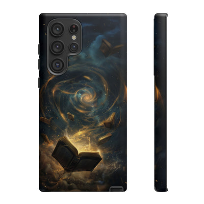 Magical Galaxy Swirling Books Phone Case - Celestial Book Lover's Gift for iPhone, Samsung Galaxy, and Google Pixel Devices