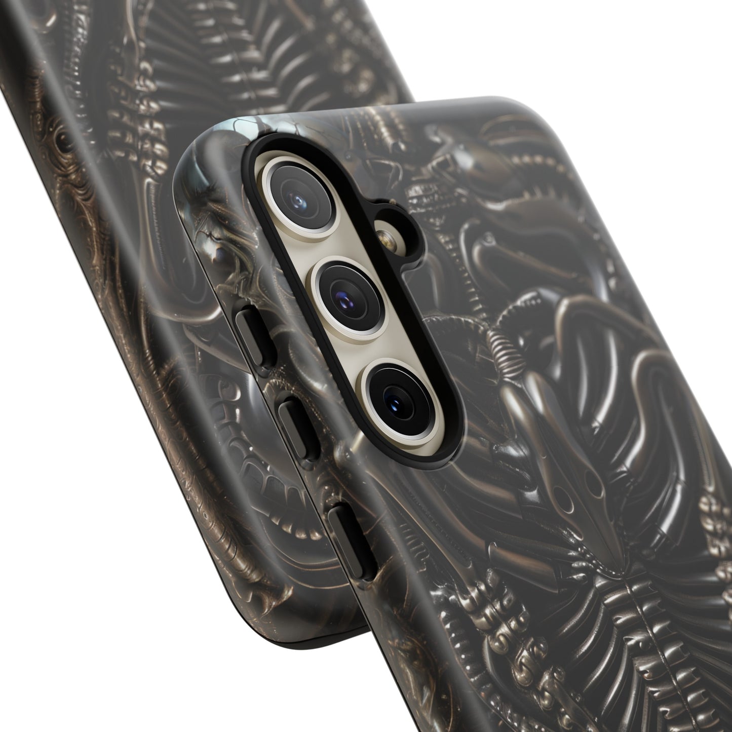 Biomechanical Nightmares Tough Phone Case – Alien Horror Design for iPhone and Samsung Galaxy Devices