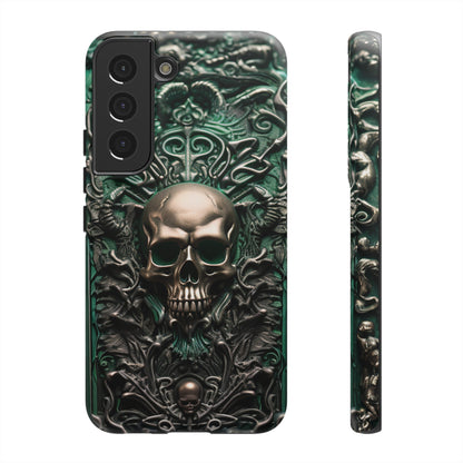 Green Skull Phone Case – Ornate Gothic Design for iPhone, Samsung Galaxy, and Google Pixel Devices