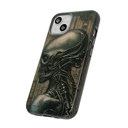 Biomechanical Android Phone Case – Futuristic Alien Horror H.R. Giger-Inspired Design for iPhone, Samsung Galaxy, and Google Pixel Devices