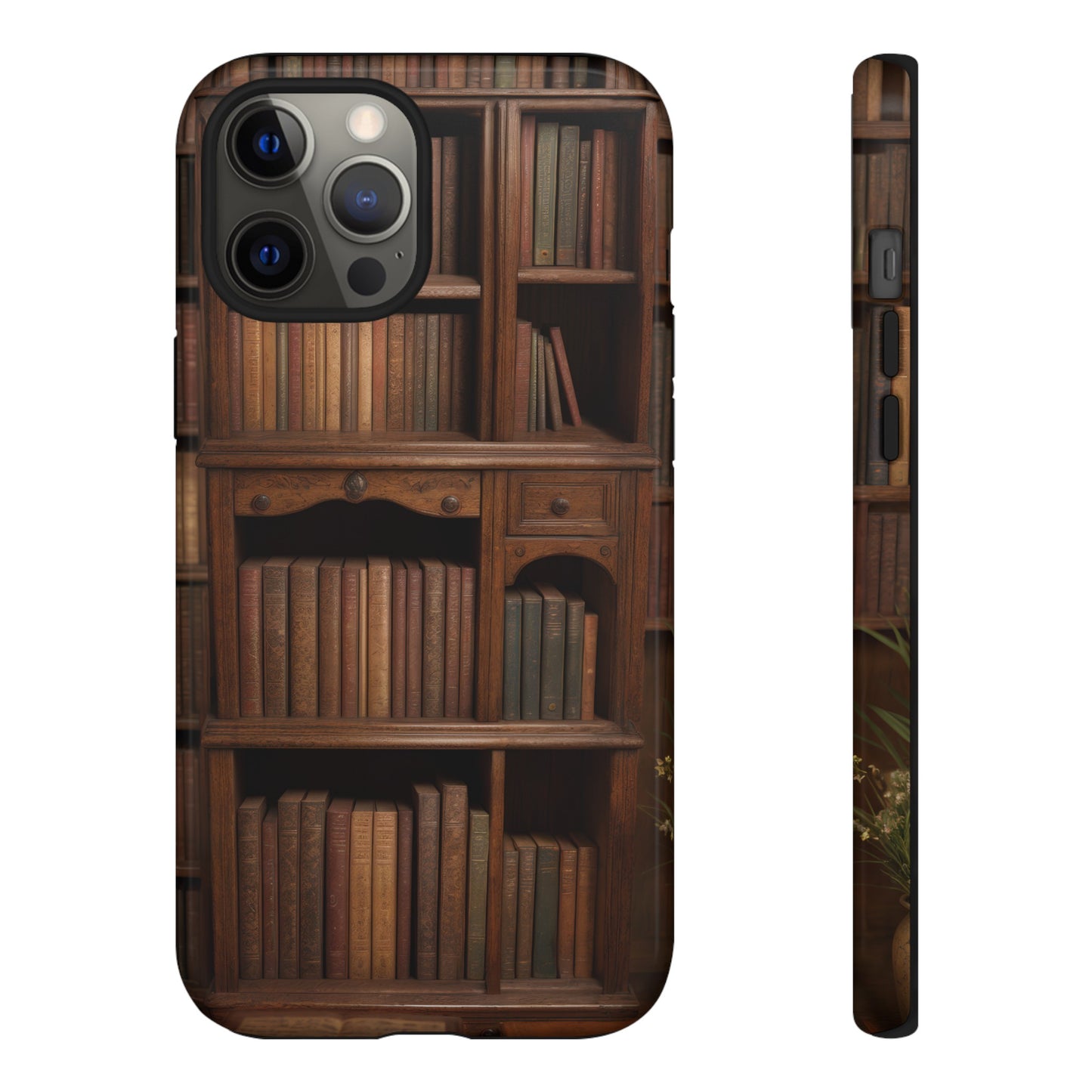 Book Shelf Phone Case – Vintage Library Design for iPhone, Samsung Galaxy, and Google Pixel Devices