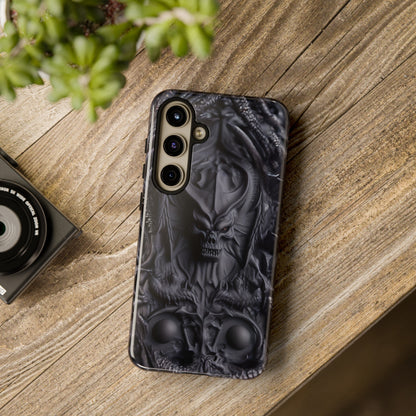 Black Demon Phone Case – Horned Hell Horror Design for iPhone, Samsung Galaxy, and Google Pixel Devices