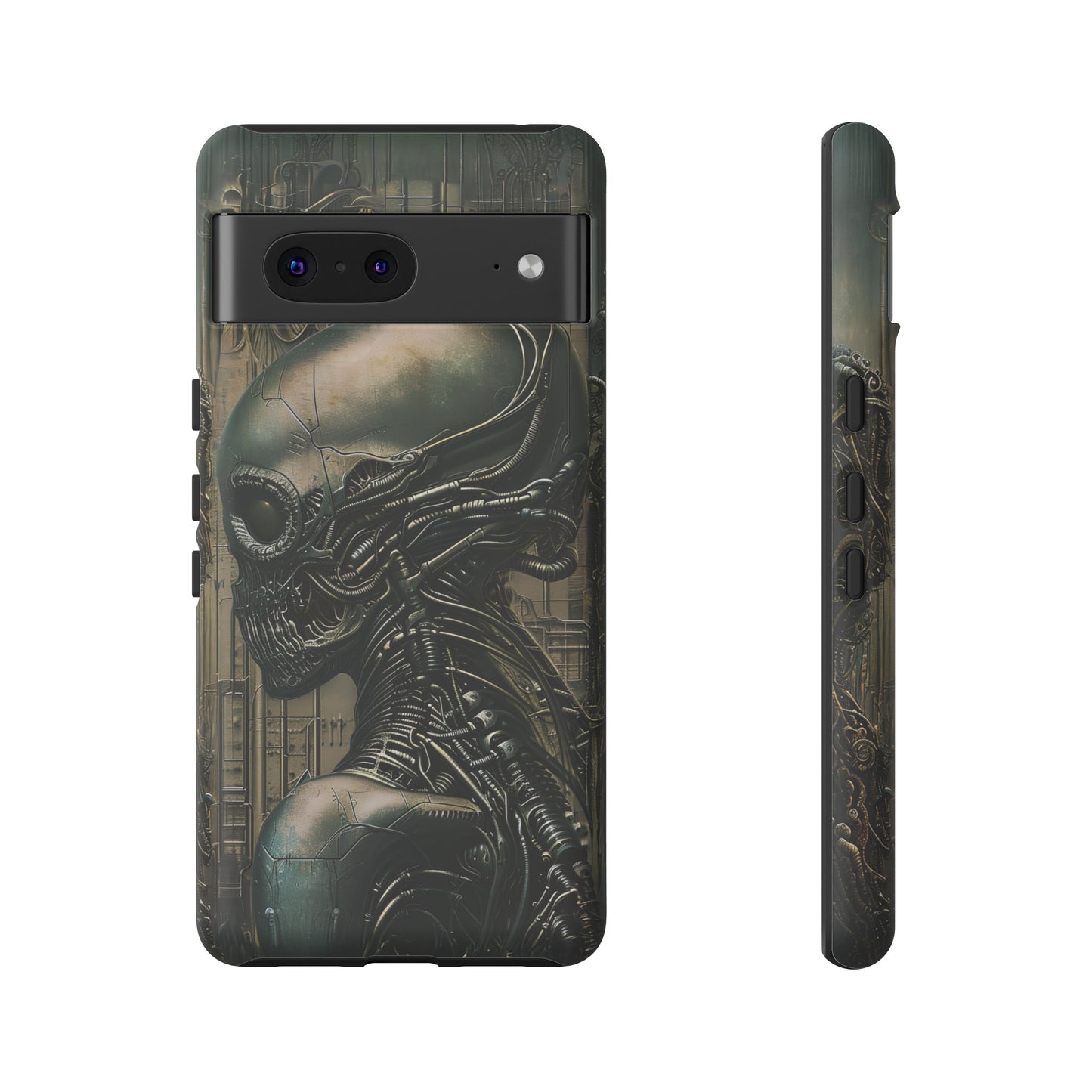 Biomechanical Android Phone Case – Futuristic Alien Horror H.R. Giger-Inspired Design for iPhone, Samsung Galaxy, and Google Pixel Devices