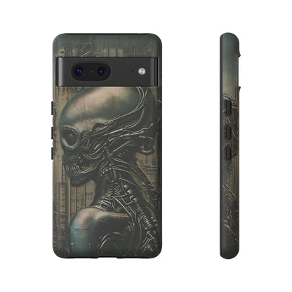 Biomechanical Android Phone Case – Futuristic Alien Horror H.R. Giger-Inspired Design for iPhone, Samsung Galaxy, and Google Pixel Devices