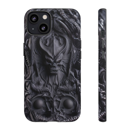 Black Demon Phone Case – Horned Hell Horror Design for iPhone, Samsung Galaxy, and Google Pixel Devices