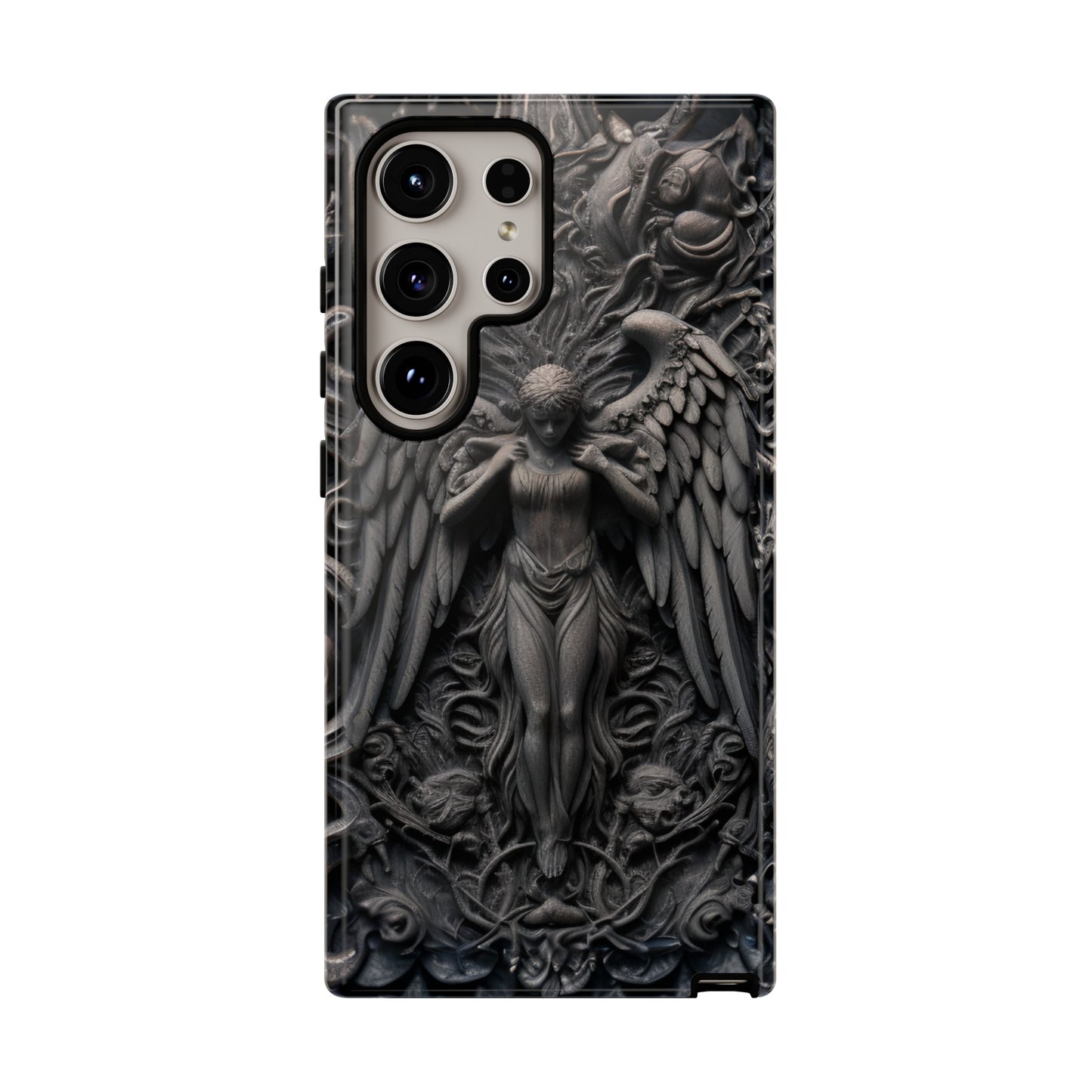 Grey Angel Phone Case – Gothic Marble Statue Design for iPhone, Samsung Galaxy, and Google Pixel Devices