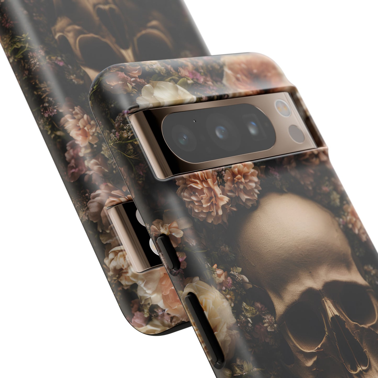 Skull and Flowers #2 Phone Case – Gothic Floral Design for iPhone, Samsung Galaxy, and Google Pixel Devices