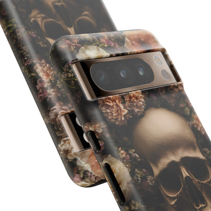 Skull and Flowers #2 Phone Case – Gothic Floral Design for iPhone, Samsung Galaxy, and Google Pixel Devices