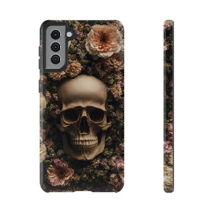 Skull and Flowers #2 Phone Case – Gothic Floral Design for iPhone, Samsung Galaxy, and Google Pixel Devices