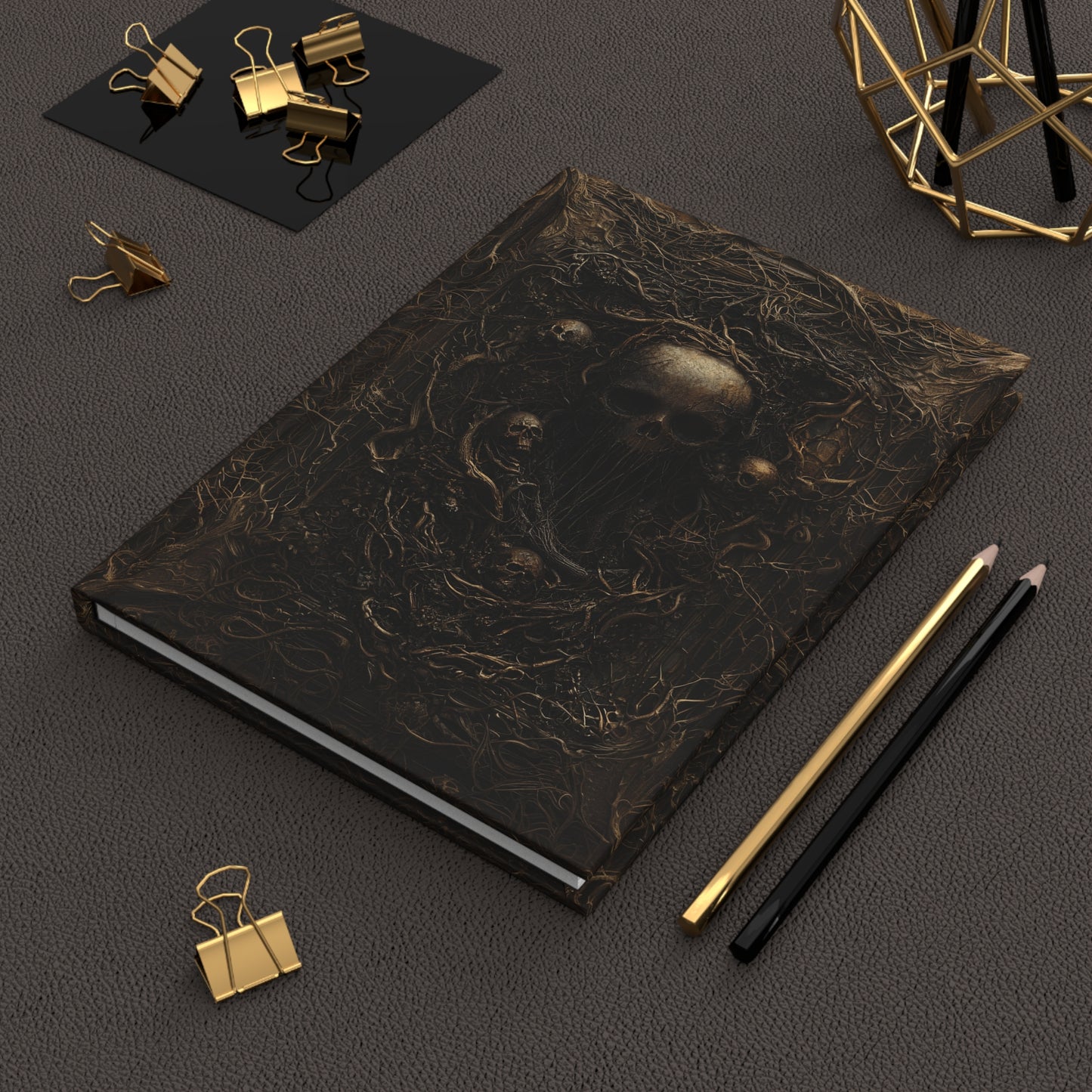 Dark Gothic Skull Notebook - Intricate Web Design Hardcover Journal for Horror Fans