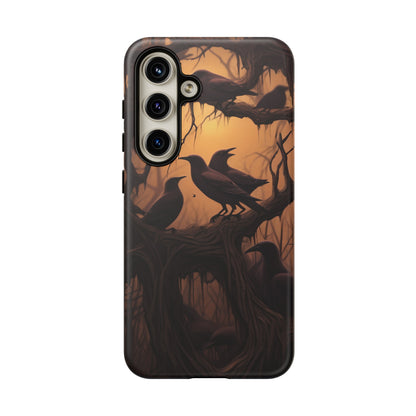 Ravens at Dusk Phone Case – Gothic Halloween Design with Edgar Allan Poe Inspired Crows for iPhone, Samsung Galaxy, and Google Pixel Devices