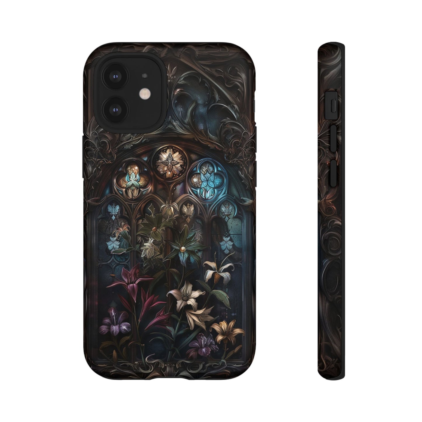 Elegant Gothic Flower Art Phone Case - Intricate Floral Design for iPhone, Samsung Galaxy, and Google Pixel Devices