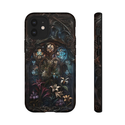 Elegant Gothic Flower Art Phone Case - Intricate Floral Design for iPhone, Samsung Galaxy, and Google Pixel Devices