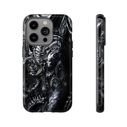 Biomechanical Transhumanism Phone Case – Alien Horror Design for iPhone and Samsung Galaxy Devices